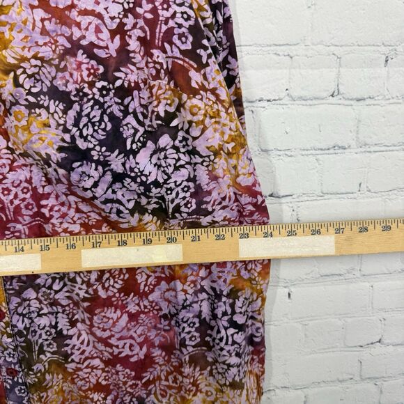 Catherines Blouse Women Size 0X Multicolor Button 3/4 Sleeve Artsy Abstract Top - Picture 9 of 10